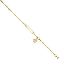 Armband 1,4mm Panzerkette Schildband mit Anhänger Füße 333 Gold Gelbgold, 14cm