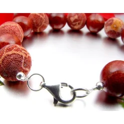 Armband Natur-Koralle Schaumkoralle rot-orange 925 Silber glatt & mit Poren