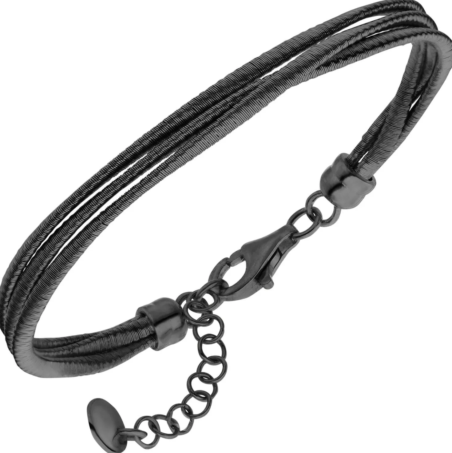 Armband 3-reihig aus 925 Silber schwarz rutheniert mattiert 17-20cm Armkette