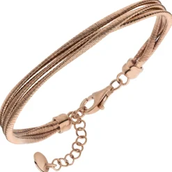 Armband 3-reihig 925 Silber rotvergoldet mattiert 17-20cm Silberarmband Armkette