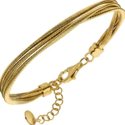 Armband 3-reihig 925 Silber vergoldet mattiert 17-20cm Silberarmband Armkette
