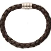 Armband Rinderleder braun Armschmuck aus 925 Silber rhodiniert 22cm