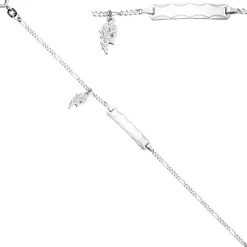 Armband Schildband Identband Flügel Engelsflügel 925 Silber 14 Zirkonia 16cm