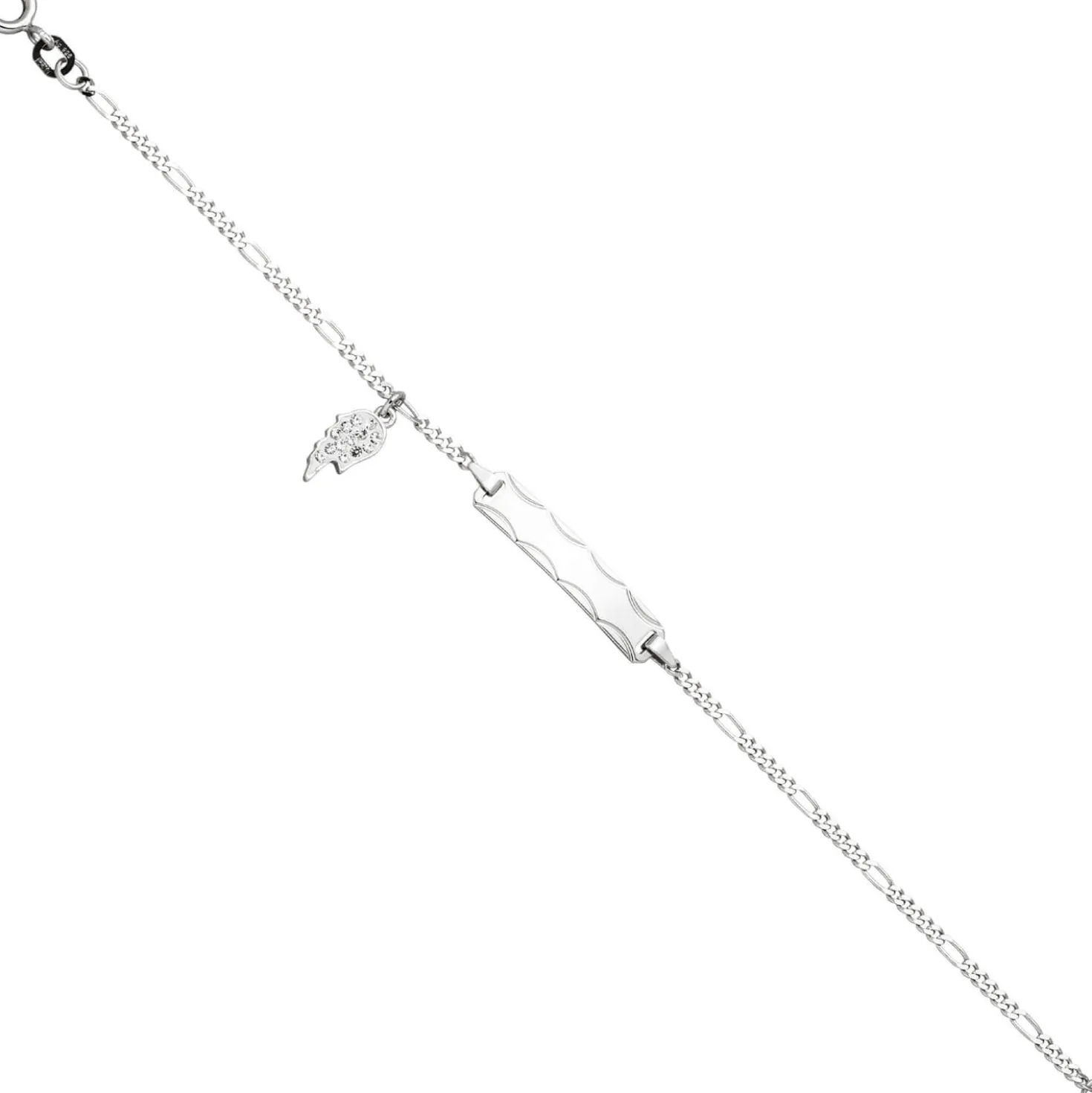 Armband Schildband Identband Flügel Engelsflügel 925 Silber 14 Zirkonia 16cm