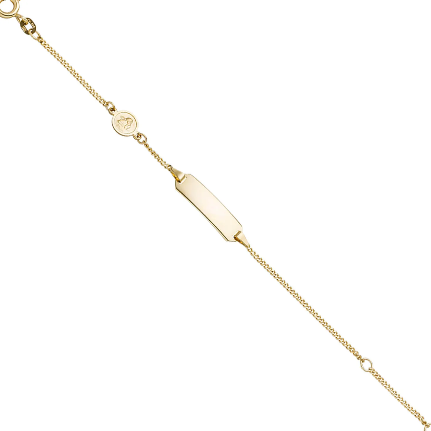 Armband Schildband mit Engel 585 Gold Gelbgold Kinder Armschmuck 14cm