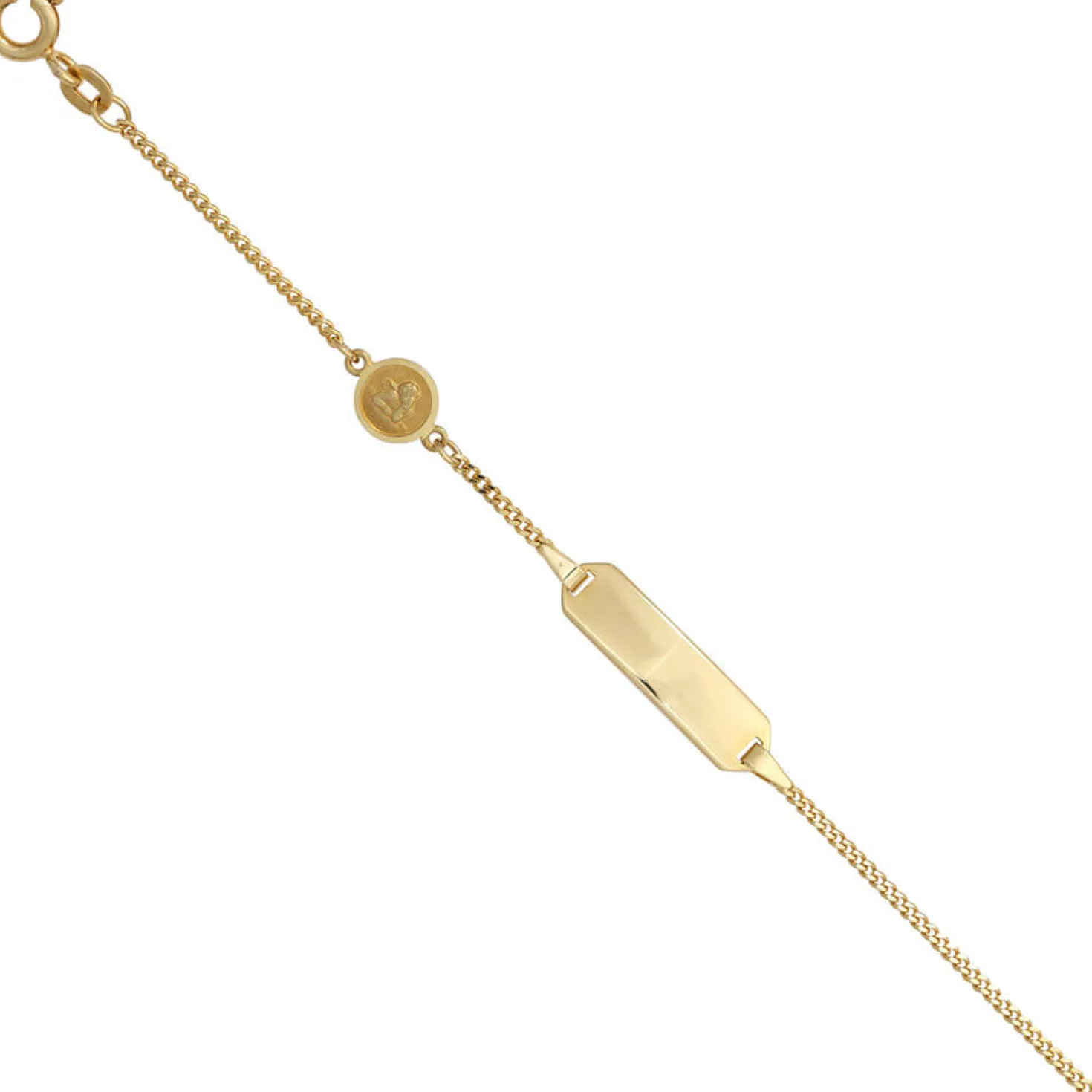 Armband Schildband mit Engel 585 Gold Gelbgold Kinder Armschmuck 14cm