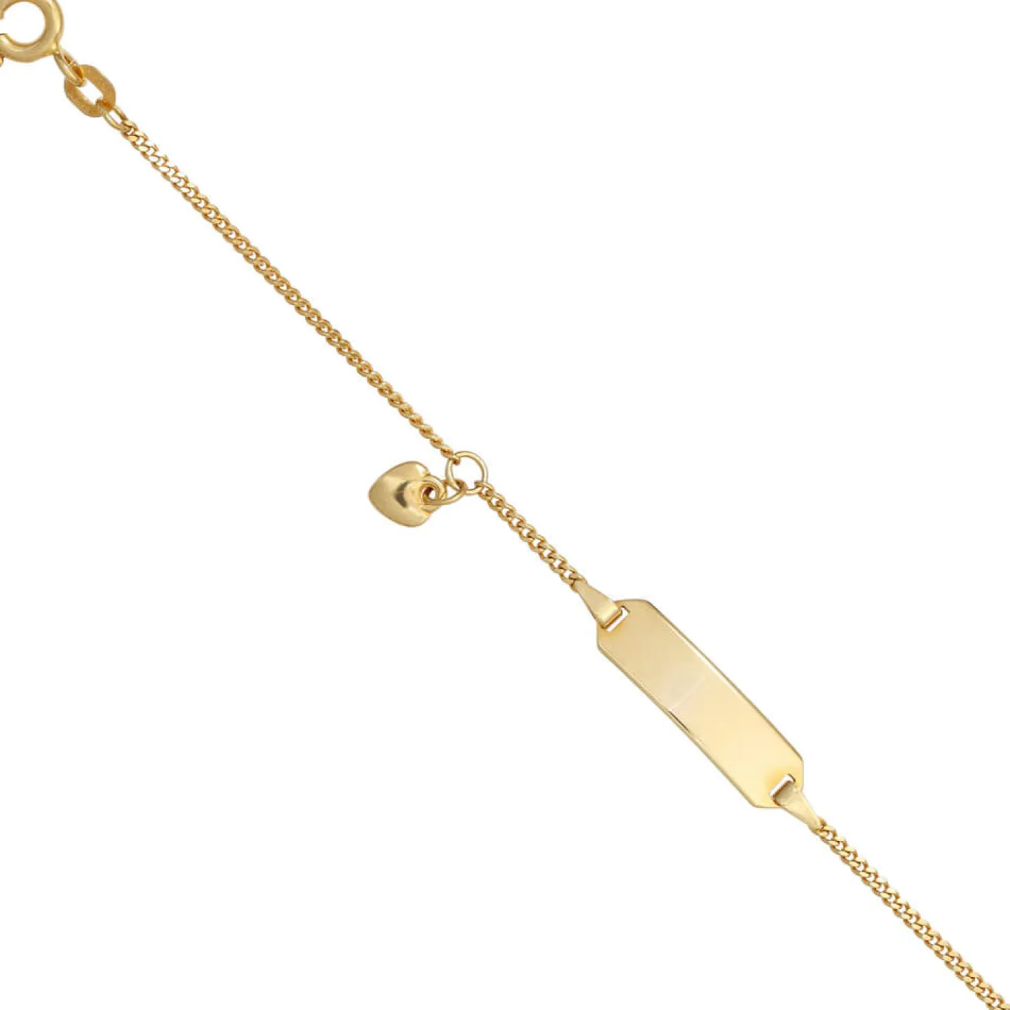 Armband Schildband mit Herz 585 Gold Gelbgold Kinder Armschmuck 14cm