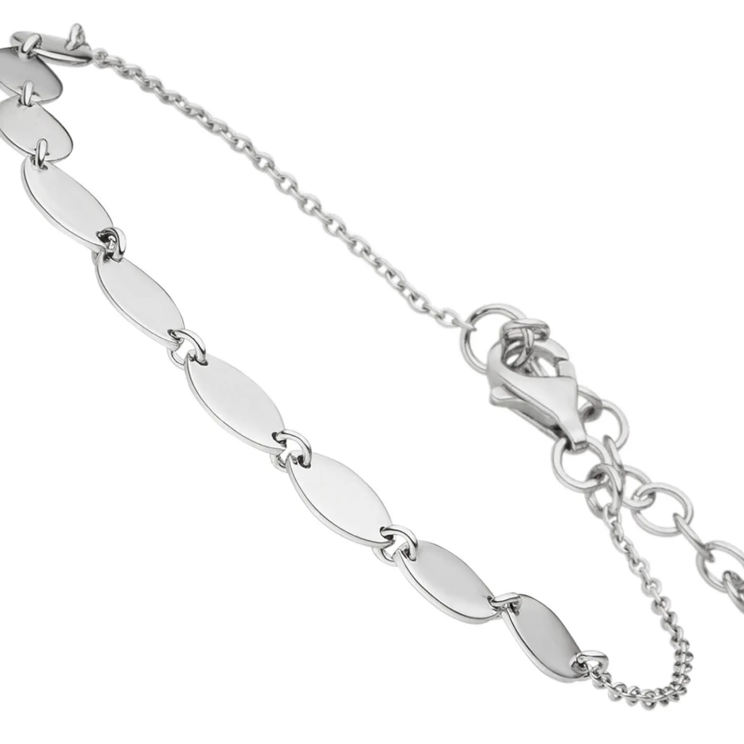 Armband 925 Silber rhodiniert Plättchen Rundankerkette Armschmuck 16-19cm