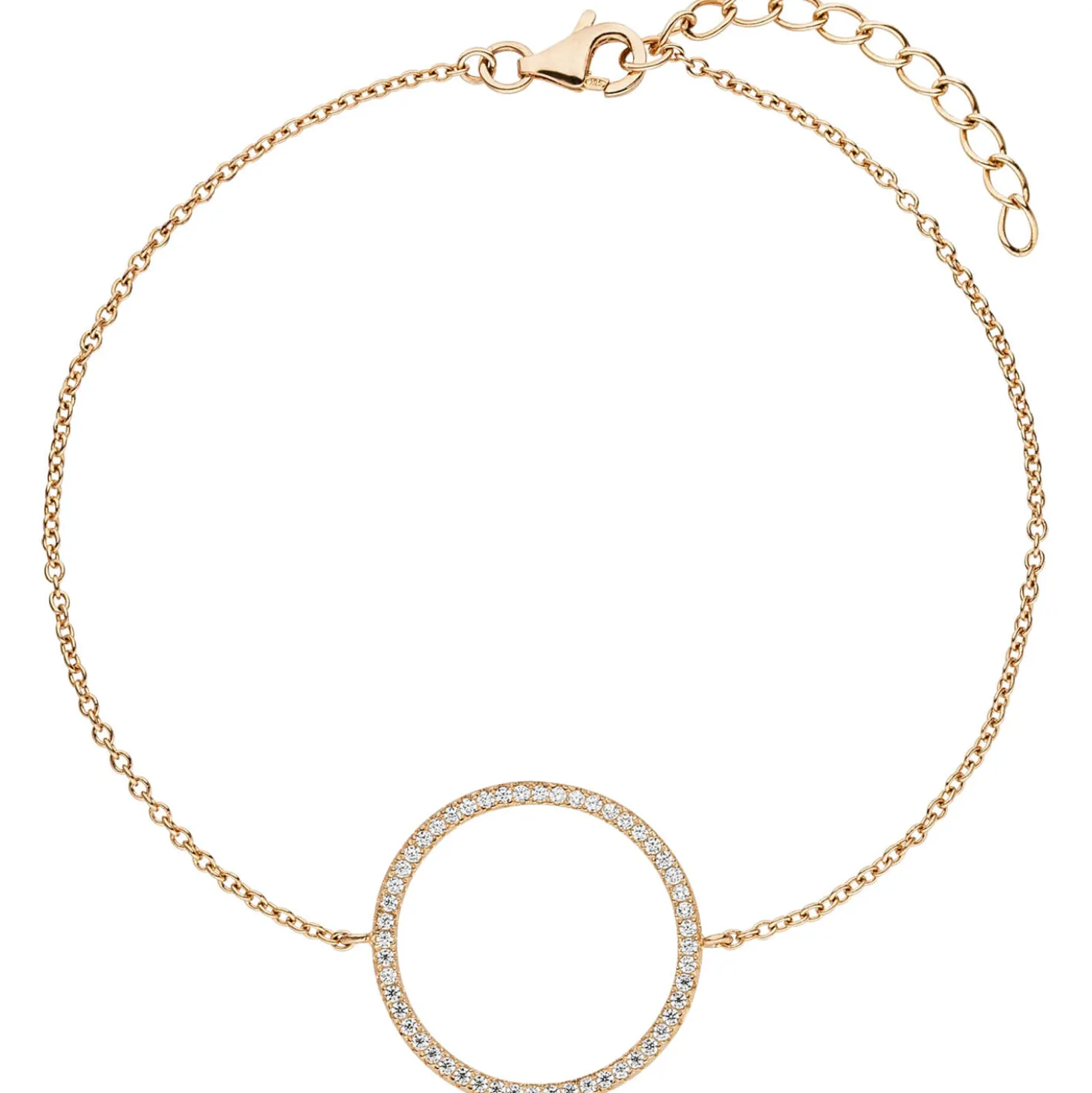 Armband 925 Silber rotgold vergoldet Kreis mit Zirkonia rundum 925 Silber 21cm