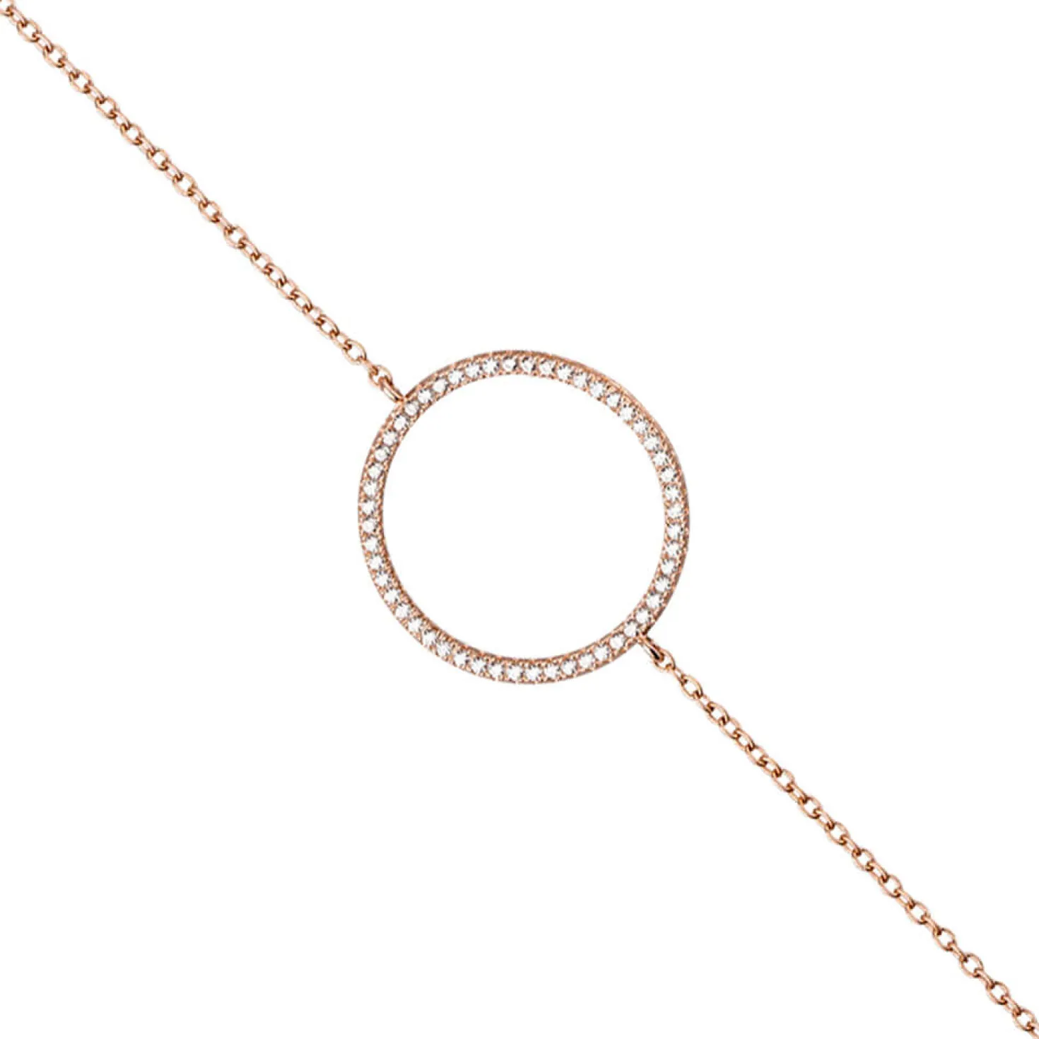 Armband 925 Silber rotgold vergoldet Kreis mit Zirkonia rundum 925 Silber 21cm