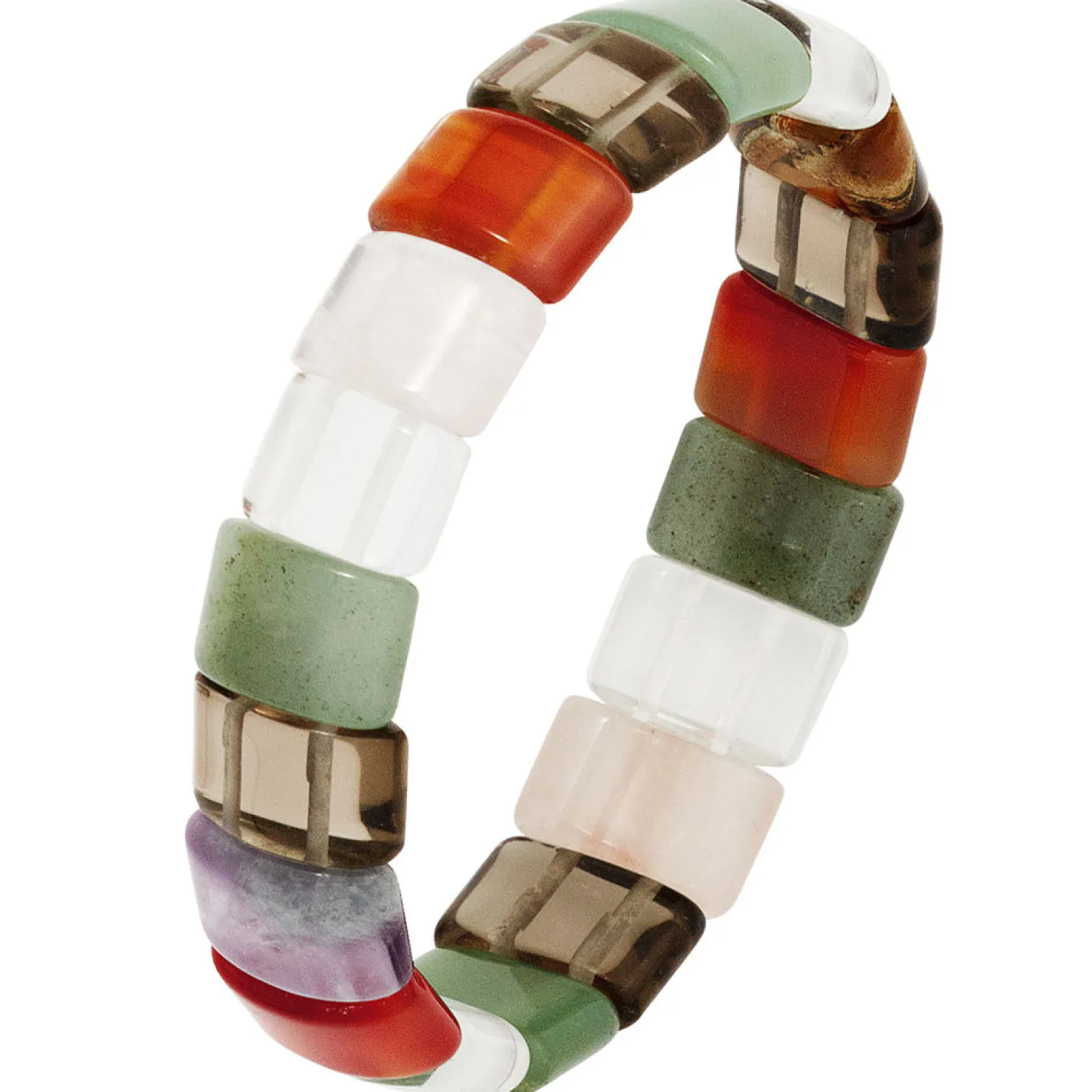 Armband Tigerauge Rauchquarz Carneol Bergkristal Aventurin Rosenquarz