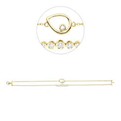 Armband Tropfen aus 750 Gelbgold 8 Diamanten 0,29ct TW-SI B:12mm L:19cm
