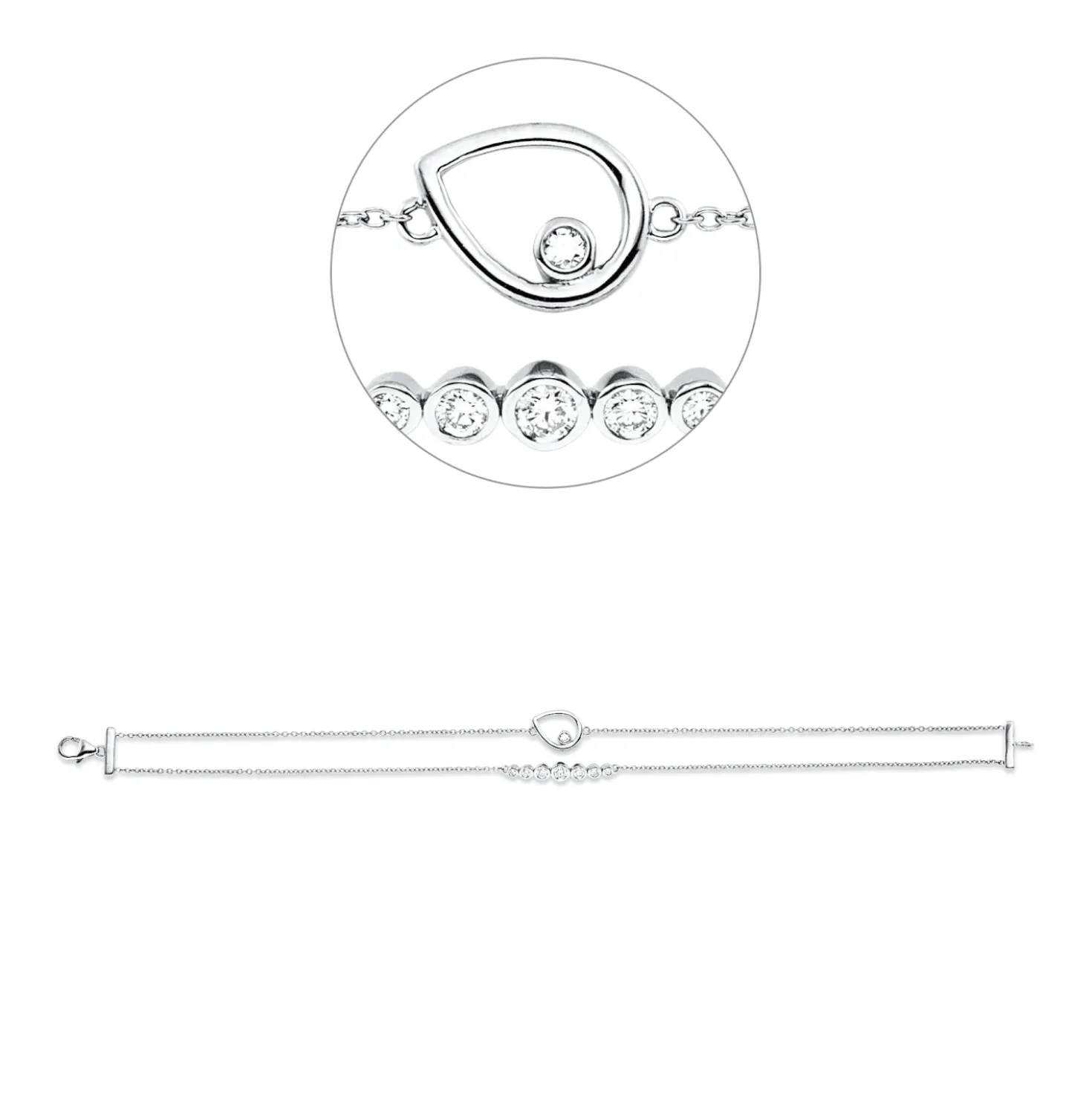 Armband Tropfen aus 750 Weißgold 8 Diamanten 0,29ct TW-SI B:12mm L:19cm