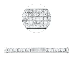 Armband 750 Weißgold 80 Diamanten Prinzess-Schliff 5,92ct F-VSI B:13,7mm L:17,8cm