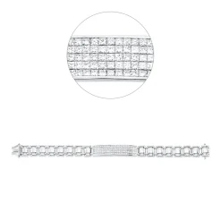 Armband 750 Weißgold 120 Diamanten Prinzess-Schliff 3,38ct F-VSI B:9,7mm L:17,8cm