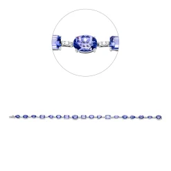 Armband 750 Weißgold 18 Tansanite 8,08ct blau 51 Brillanten 0,23ct F-VSI L:17,5cm