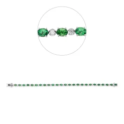 Armband 750 Weißgold 25 Tsavorithe 4,54ct grün 25 Brillanten 0,51ct F-SI L:17,5cm