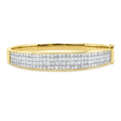 Armreif aus 750 Gelbgold 140 Diamanten Prinzess-Schliff 6,25ct TW-VSI 48x58mm