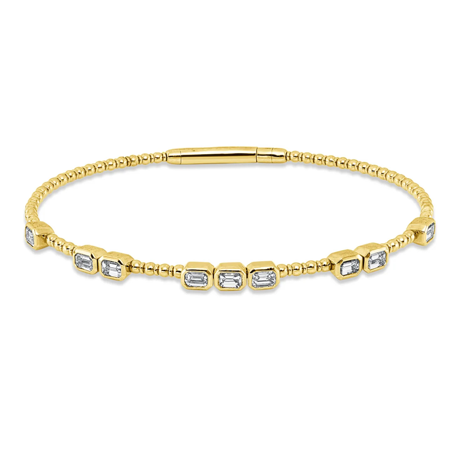 Armreif aus 750 Gelbgold 9 Diamanten Smaragd-Schliff 1,13ct TW-SI 47x55mm Zarge