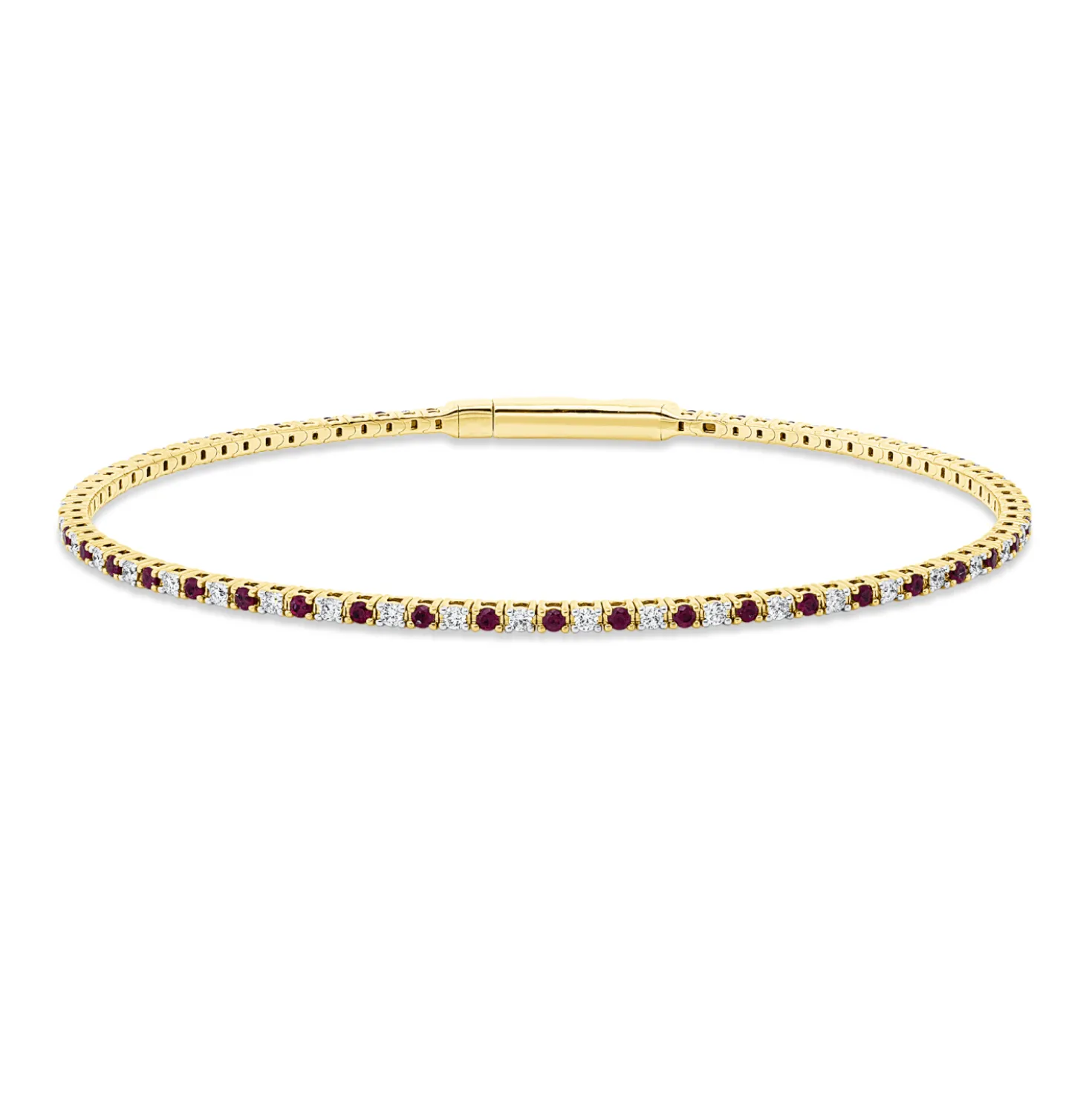Armreif aus 750 Gelbgold 42 Rubine 0,59ct rot 41 Brillanten 0,49ct TW-SI