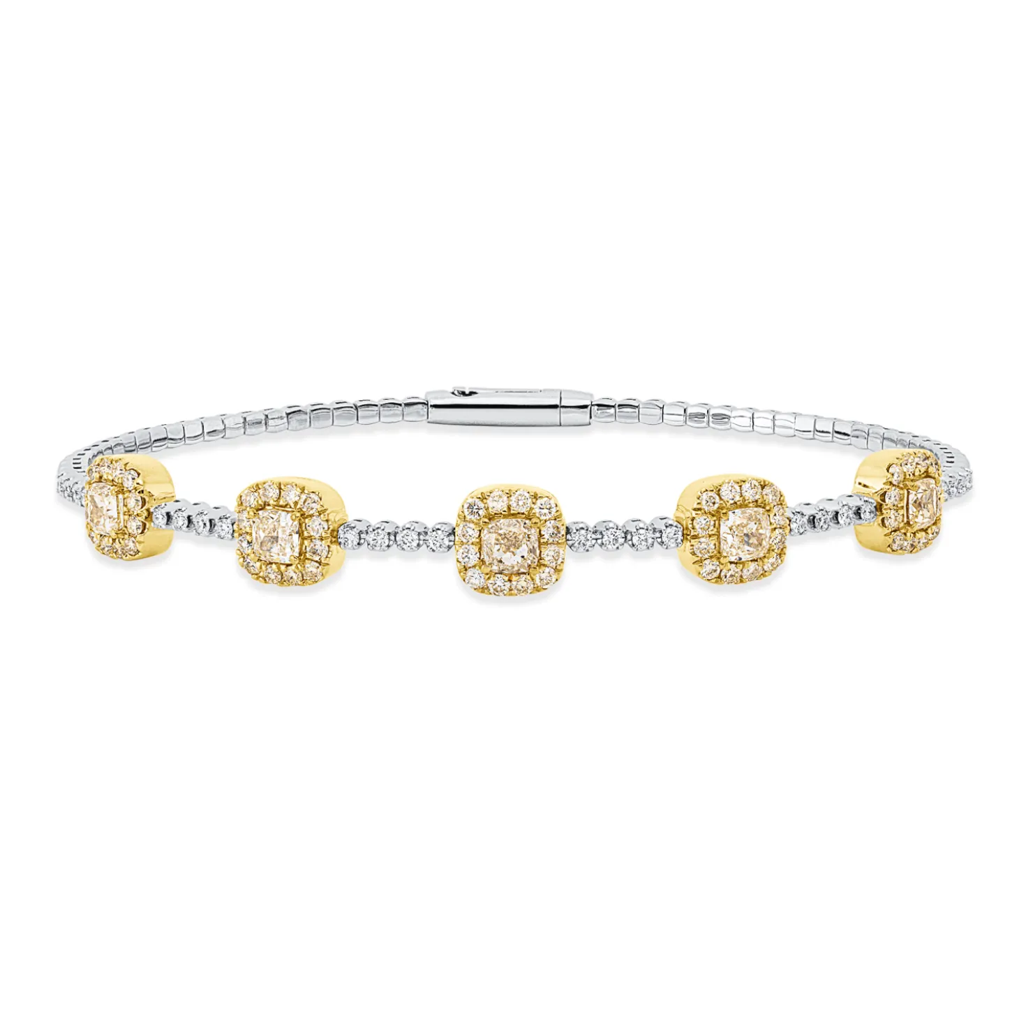 Armreif aus 950 Gold gelb 89 Diamanten 2,44ct TW-SI 50x60mm