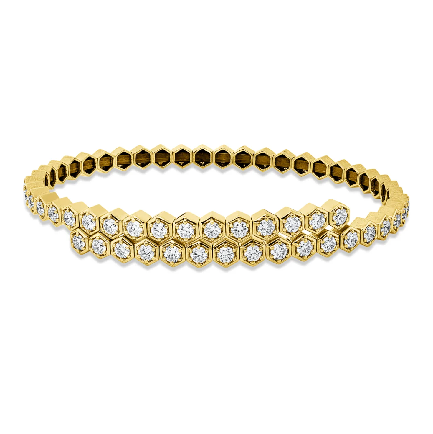 Armreif aus 750 Gold Gelbgold 34 Brillanten 2,46ct TW-SI 48x58mm