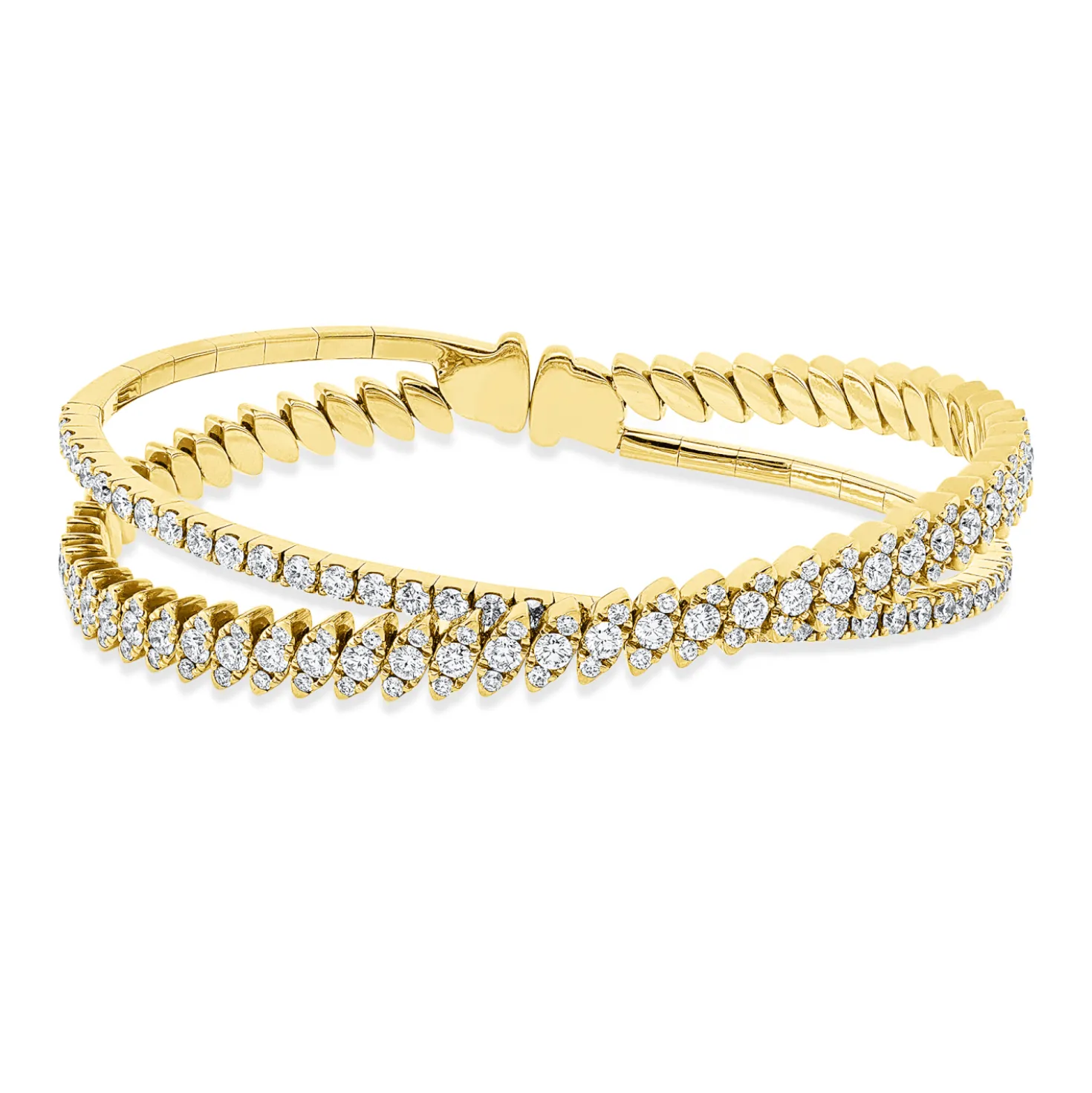 Armreif aus 750 Gold Gelbgold 69 Brillanten 2,94ct TWW-vsi/si 48x56mm