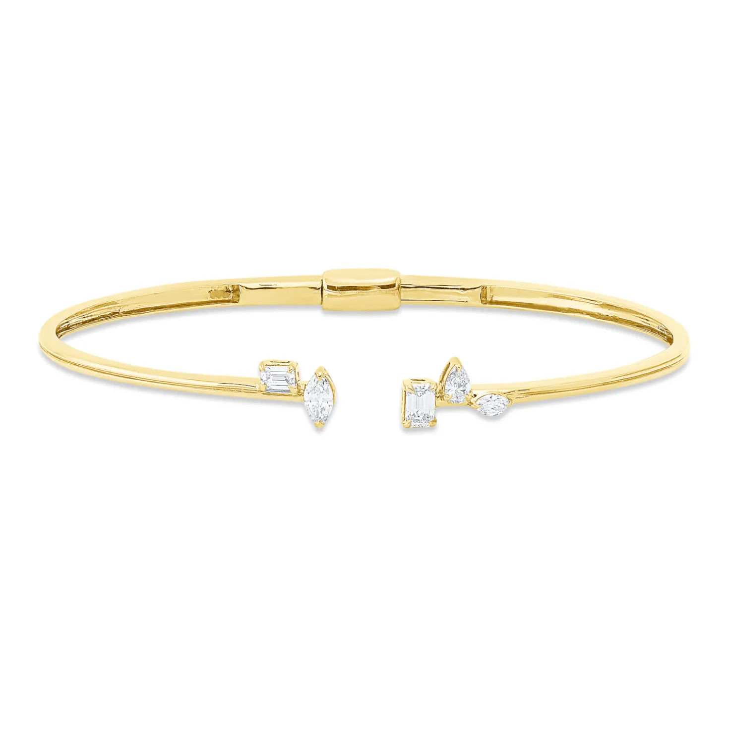 Armreif aus 750 Gold Gelbgold 5 Diamanten 0,6ct TW-SI 50x60mm