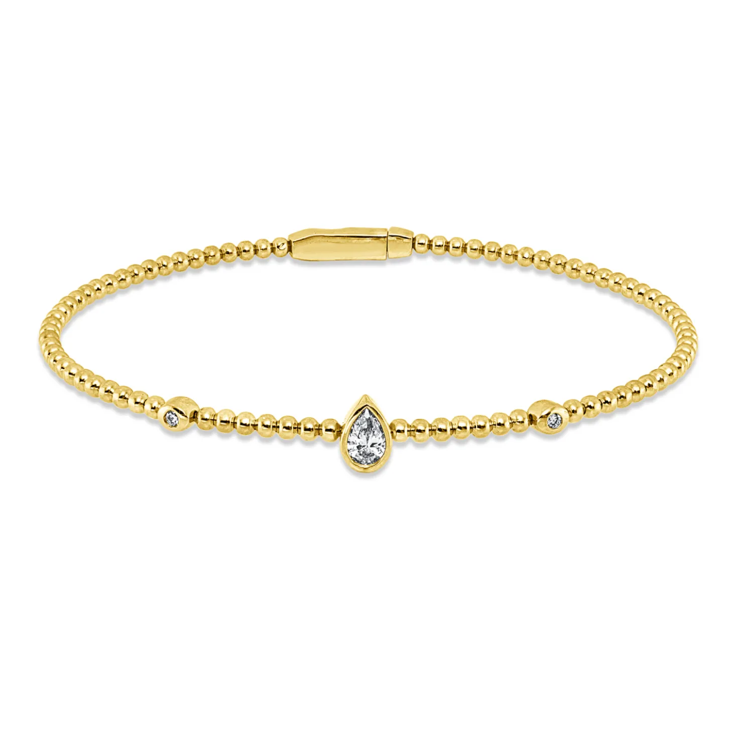 Armreif aus 750 Gold Gelbgold 3 Diamanten 0,25ct TW-SI 47x58mm Zarge