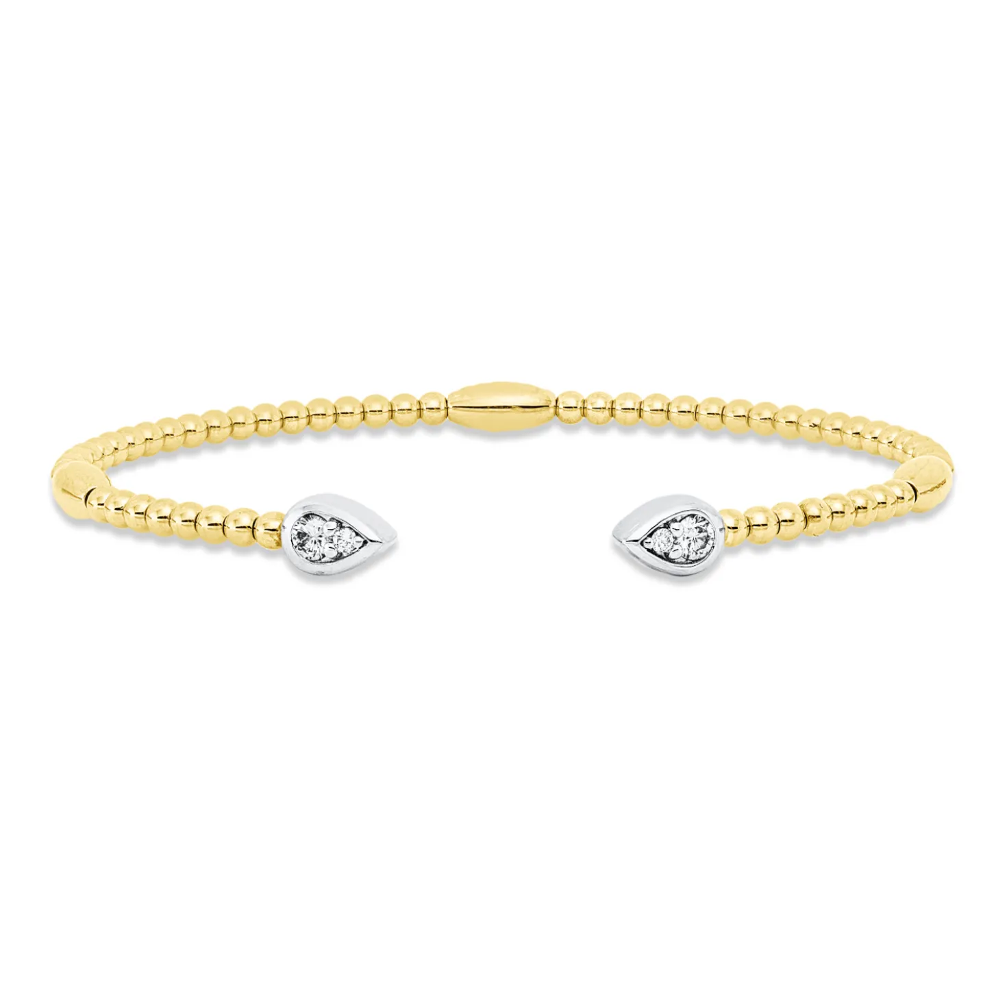 Armreif aus 585 Gold gelb/weiß 4 Diamanten 0,2ct TW-PI 46x57mm