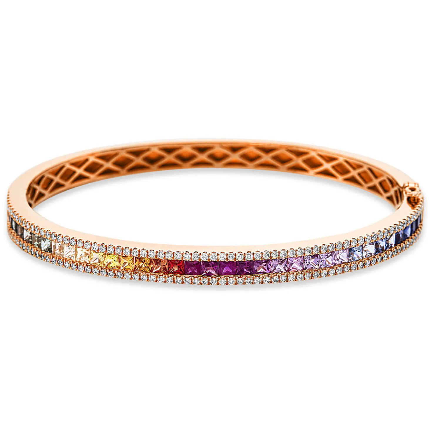 Armreif aus 750 Rotgold 36 Saphire 3,83ct mehrfarbig 142 Brillanten 0,92ct TW-SI
