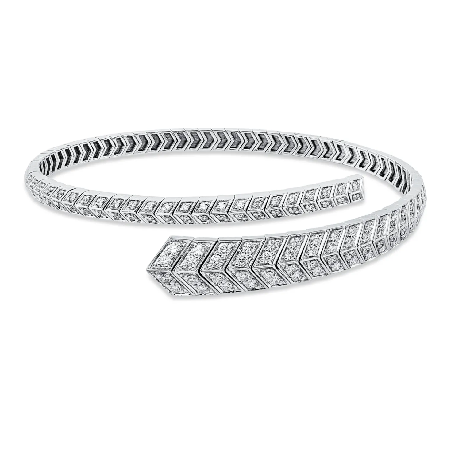 Armreif aus 750 Weißgold 9 Diamanten Oval-Schliff 1,21ct TW-SI 47x55mm Zarge