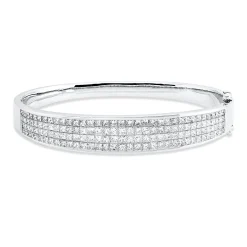Armreif aus 750 Weißgold 140 Diamanten Prinzess-Schliff 6,19ct F-VSI 49x59mm