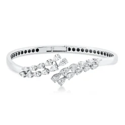 Armreif aus 750 Weißgold 22 Diamanten Tropfen-Schliff 2,59ct F-VSI 46x55mm