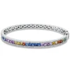 Armreif aus 750 Weißgold 28 Saphire 4,12ct mehrfarbig 104 Brillanten 1,19ct TW-SI