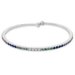 Armreif aus 750 Weißgold 36 Saphire 1,6ct mehrfarbig 4 Brillanten 0,14ct TW-VSI/SI