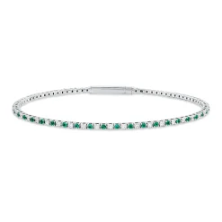 Armreif aus 750 Weißgold 42 Smaragde 0,59ct grün 41 Brillanten 0,5ct TW-SI