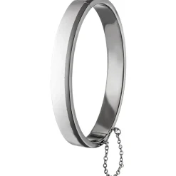 Armreif für Herren Armband 61,1x68,4mm mit Sicherheitskette, 925 Silber schlicht