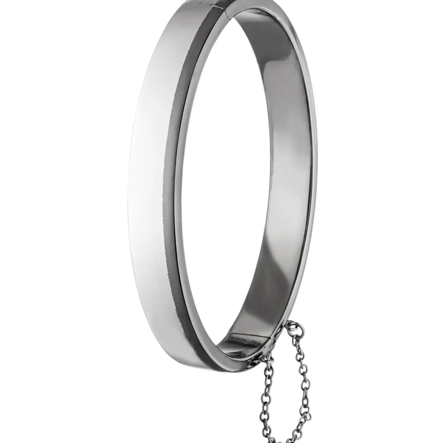 Armreif für Herren Armband 61,1x68,4mm mit Sicherheitskette, 925 Silber schlicht