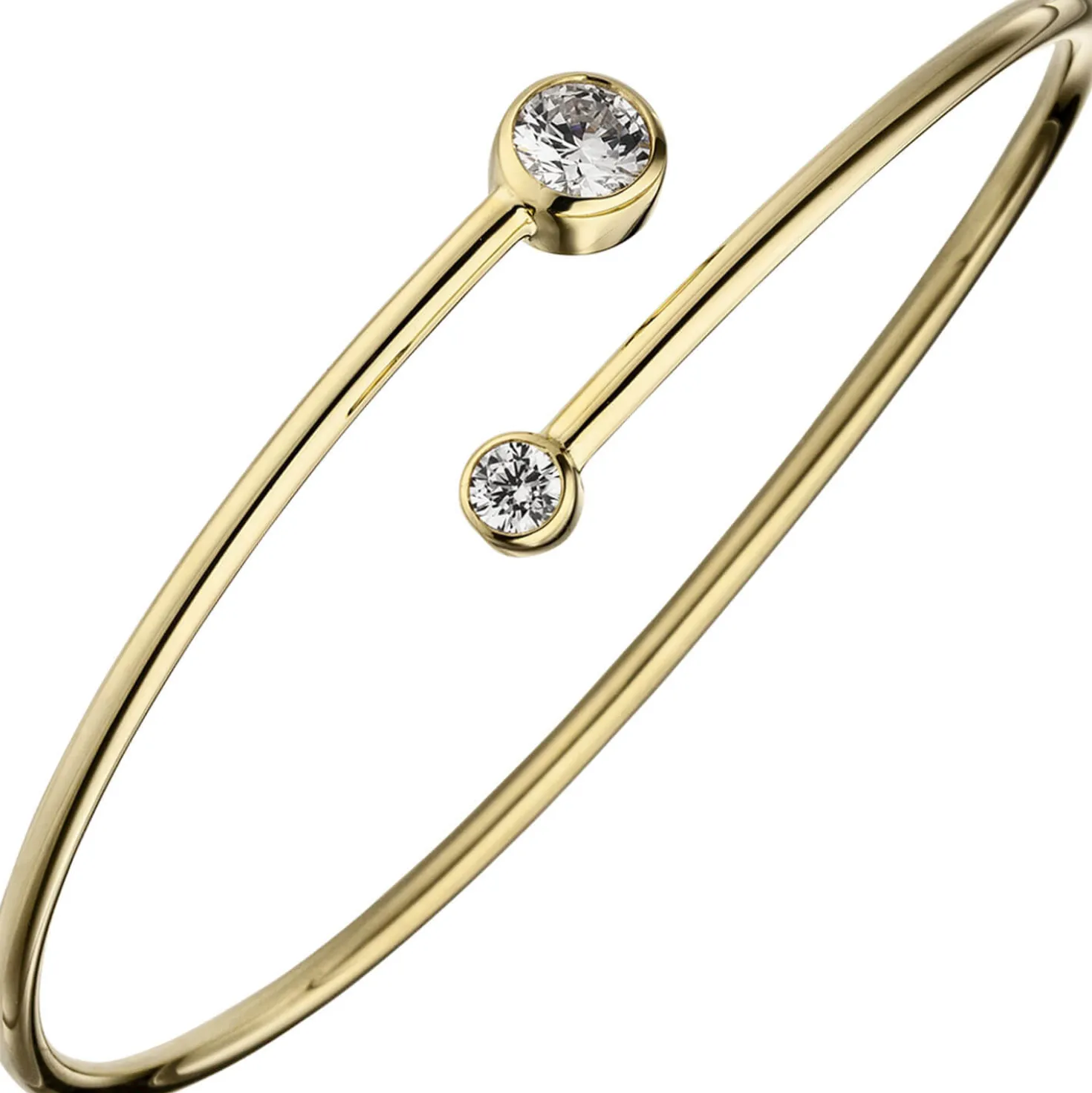 Armreif offener Armband, weiße Zirkonia 925 Silber Gelbgold vergoldet Armschmuck