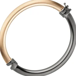 Armreif 925 Silber bicolor vergoldet & schwarz rhodiniert oval Armband teilmatt