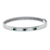 Armreif 750 Weißgold 3 Smaragde 0,26ct grün 42 Brillanten 0,09ct F-VSI 45x57mm