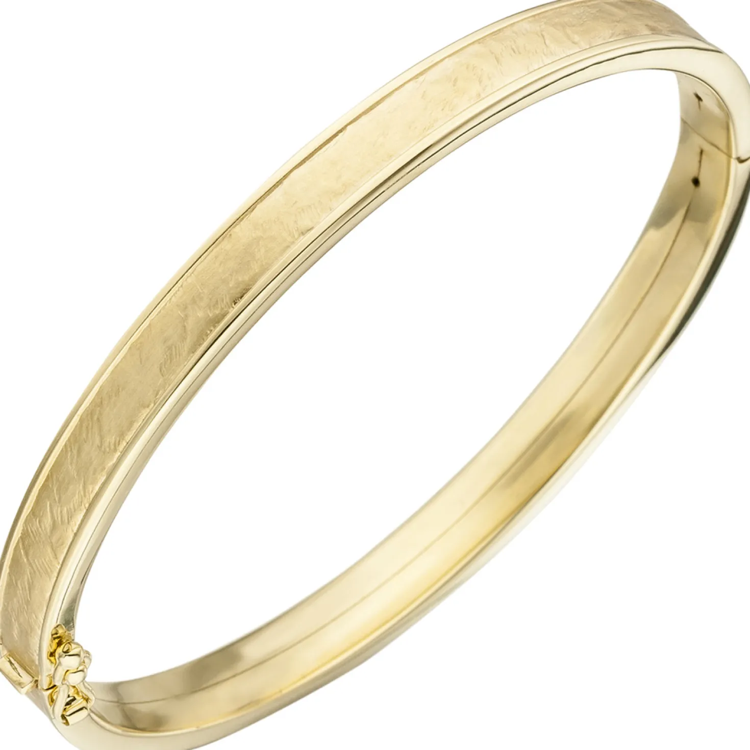 Armreif 54,8x60,7mm Armband Goldarmreif, oval teilmattiert, 375 Gold Gelbgold