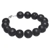Armschmuck, Armband aus echter Lava & 925 Silber, schwarz
