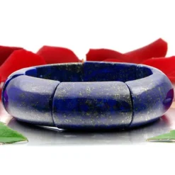 Armschmuck Armband aus Edelstein Lapis-Lazuli Lapislazuli blau glatt dehnbar