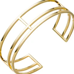 Armspange offener Armreif Armband Armschmuck, 3-reihig, 925 Silber vergoldet