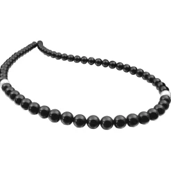 Asymmetrische Halskette aus Onyx & 925 Silber, schwarz