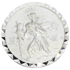 Auto Plakette Christopherus 925 Silber Medaille Gilde Schutz Talisman Gute Fahrt