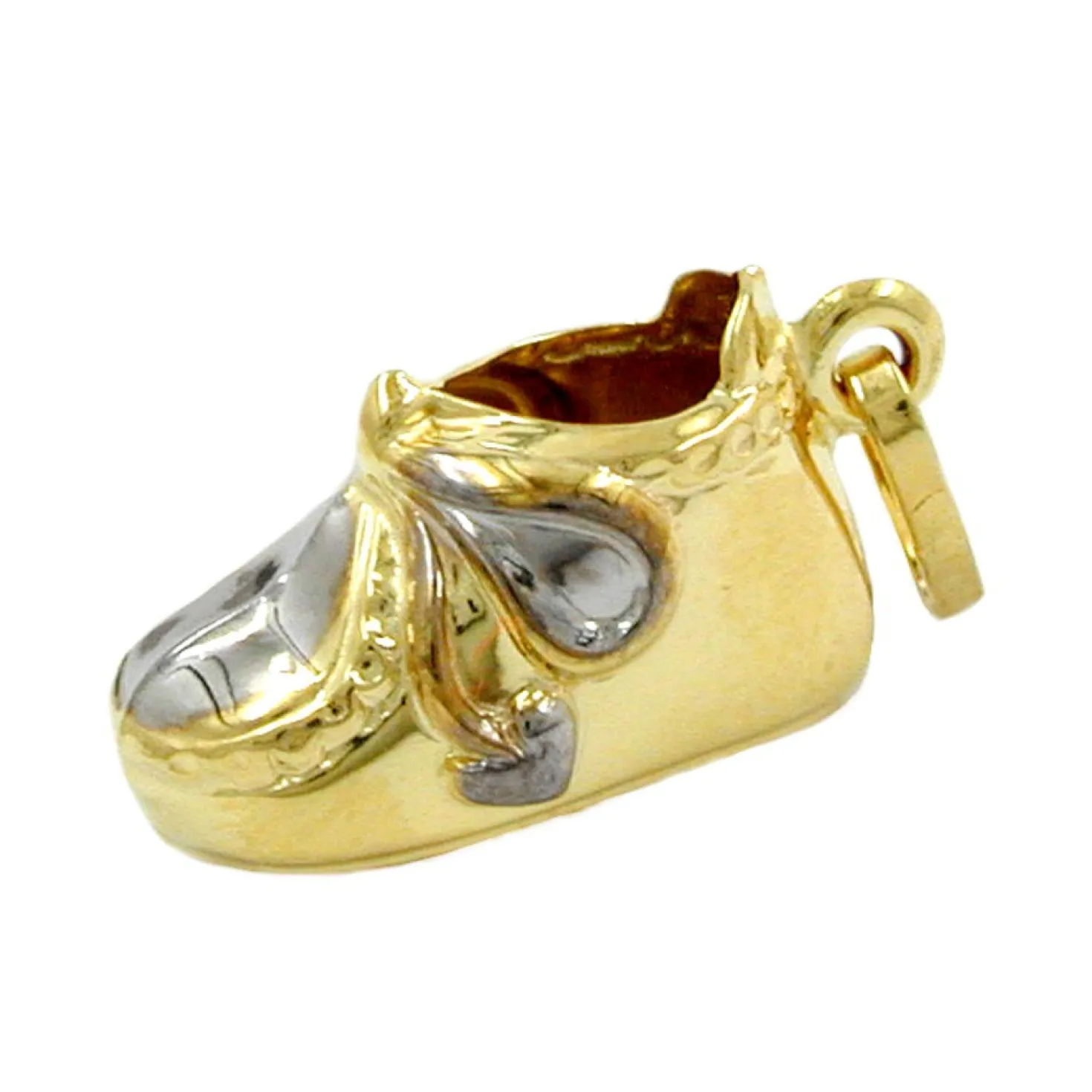 Babyschuh - Anhänger 12x7x6mm aus 375 Gelbgold teil-rhodiniert Kinder
