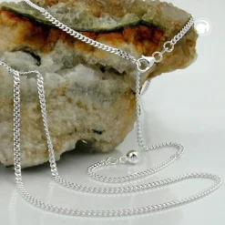 Bauchkette Kette Panzerkette aus echtem 925 Silber, 90cm, für Damen